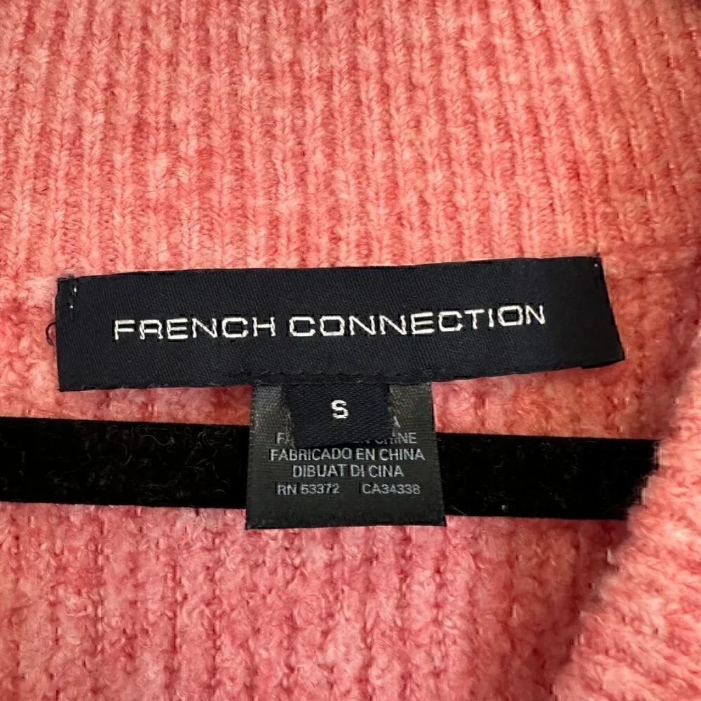 French Connection oversized soft v-neck pink peach sweater women's S